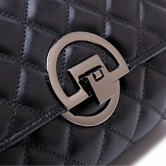 Elegant Unbranded Black Quilted Crossbody Chain Bag- NIP - Picture 6 of 12